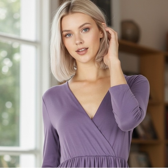 NEW•XL•LILLY LILAC EMPIRE WAIST SWING DRESS•NWT - Picture 3 of 13